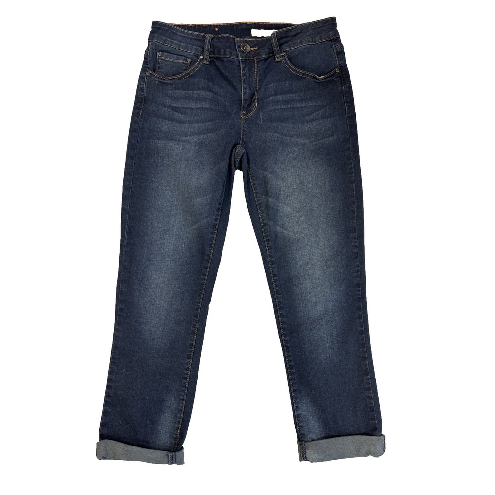 DKNY Women's 6 Cropped Sexy Slimming Dark Blue Jeans Urban Streetwear Basic